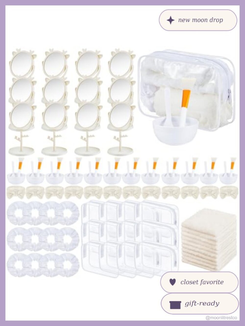 8 Set Spa Sleepover Party Supplies Facial Kit Makeup Bags Towels Mirrors